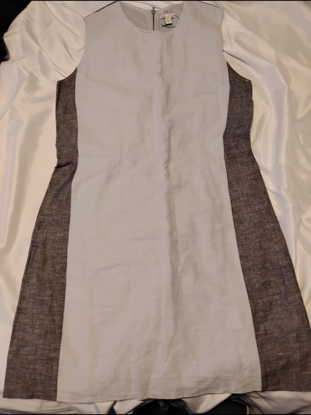 GAP Light Gray and Charcoal Colorblock Midi Sheath Dress